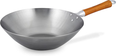 Ken Hom KH332003 Carbonstahl Wokpfanne, 32cm, Classic, Nicht Induktion Wok, Natürliche Patina Antiha