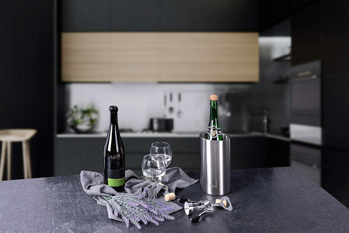 Weinkühler aus Edelstahl, Flaschenkühler Doppelwandig für Wein, Sekt, Champagner, Bier, Glas Flasche