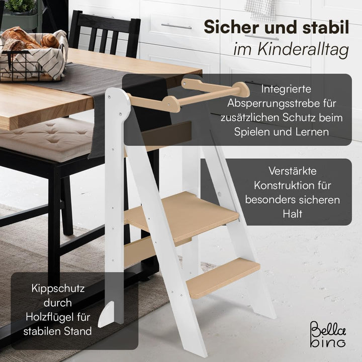 Bellabino Tay Lernturm ab 1 Jahr – Learning Tower 2-Fach höhenverstellbar &amp; klappbar – Lernstuhl in