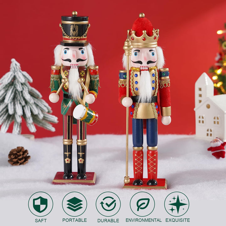 2pc Weihnachten Nussknacker Soldat 30cm Holz Nussknacker Weihnachtsdekorationen für Kamin, Tradition