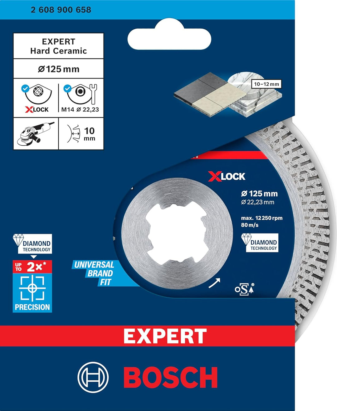 Bosch Professional 1x Expert HardCeramic X-LOCK Diamanttrennscheiben (für Harte Fliesen, Harter Stei