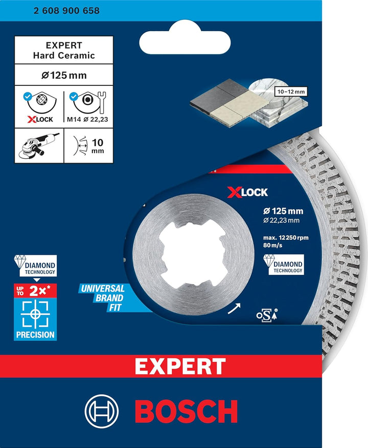 Bosch Professional 1x Expert HardCeramic X-LOCK Diamanttrennscheiben (für Harte Fliesen, Harter Stei