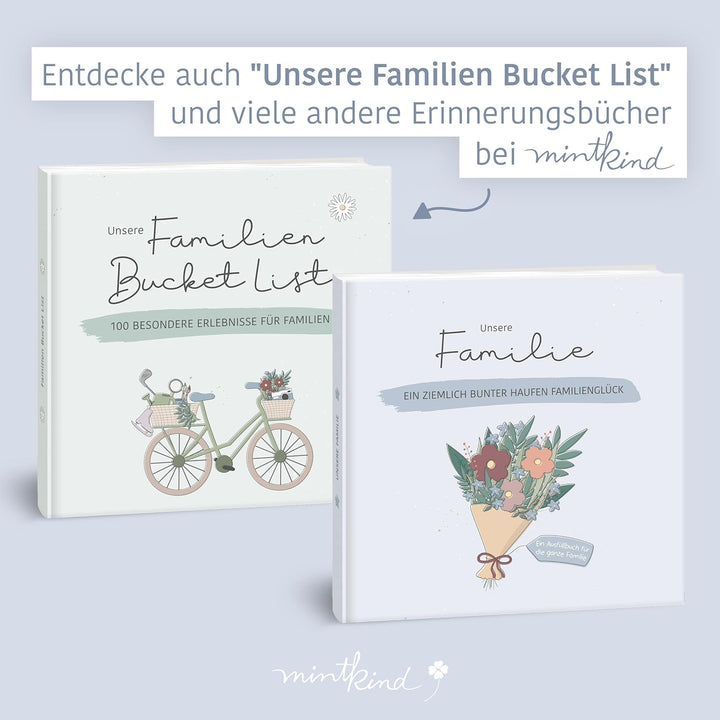 mintkind® "Unsere Familie" Erinnerungsalbum I Familien Geschenk I Familien-Buch zum ausfüllen | Foto