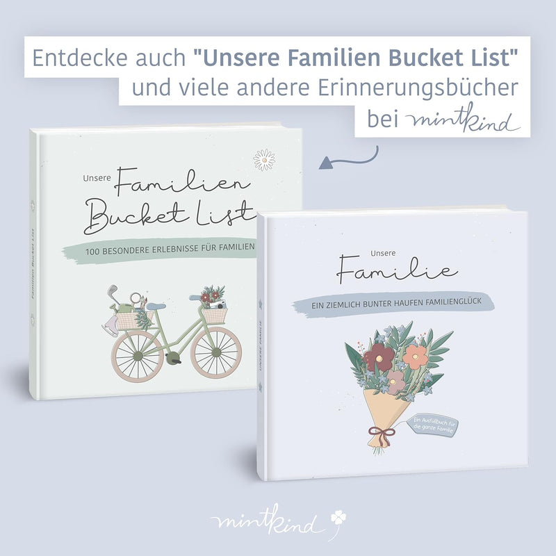 mintkind® "Unsere Familie" Erinnerungsalbum I Familien Geschenk I Familien-Buch zum ausfüllen | Foto