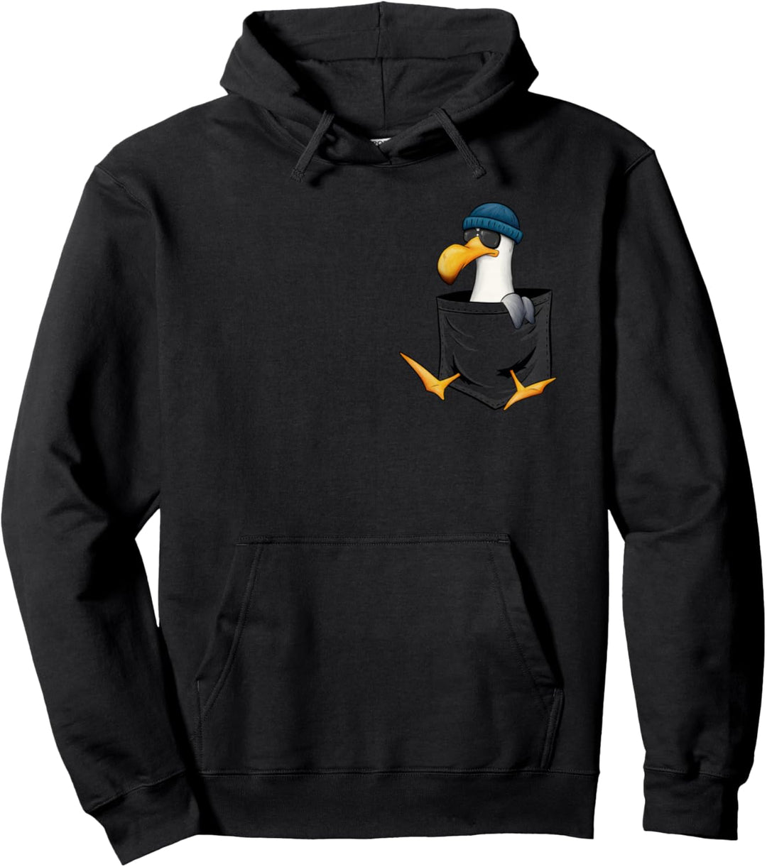 Lässige Hipster Möwe mit Sonnenbrille In Deiner Tasche Pullover Hoodie