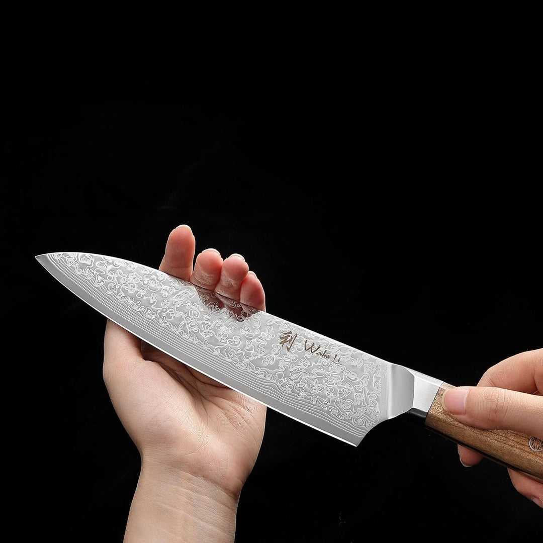 Wakoli Oribu Messer Küchenmesser 20 cm Klinge – Kochmesser aus 67 Lagen Damaststahl mit VG-10 Kern,