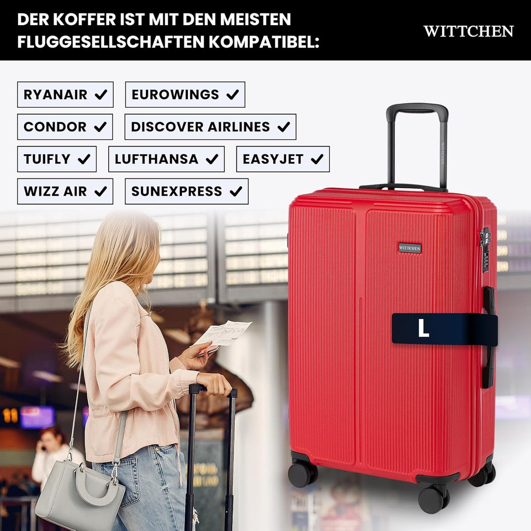 WITTCHEN Stripes Line Mittelgrosser Koffer 67,5 x 45 x 27 cm (L) | Hartschale Reisekoffer ABS, 65 l,