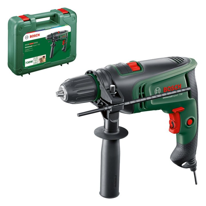Bosch Schlagbohrmaschine UniversalImpact 730 (Präzisionsbohren in Mauerwerk, Holz und Stahl; 730-Wat