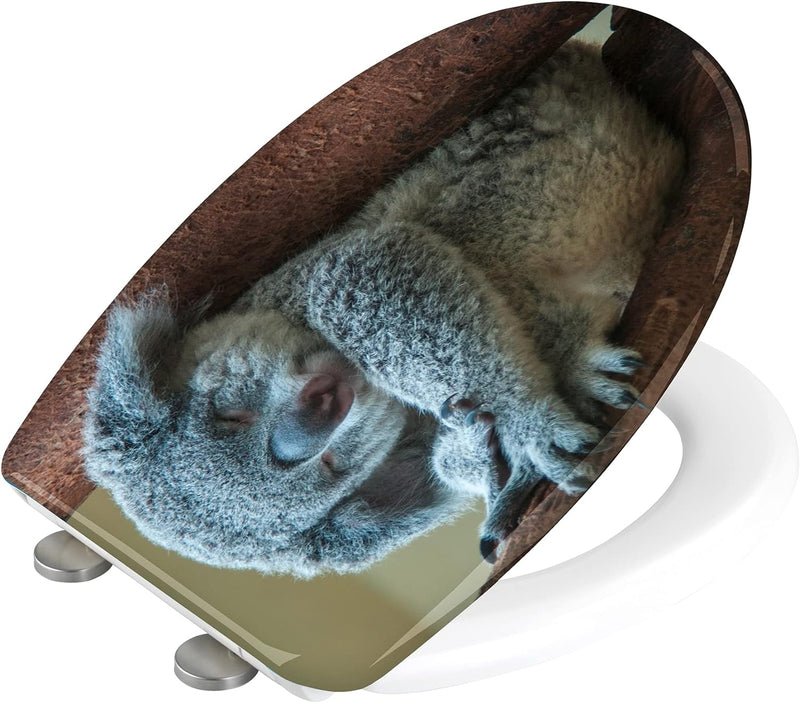 WENKO WC-Sitz Koala, hygienischer Toilettendeckel mit Absenkautomatik, Toilettensitz aus bruchsicher