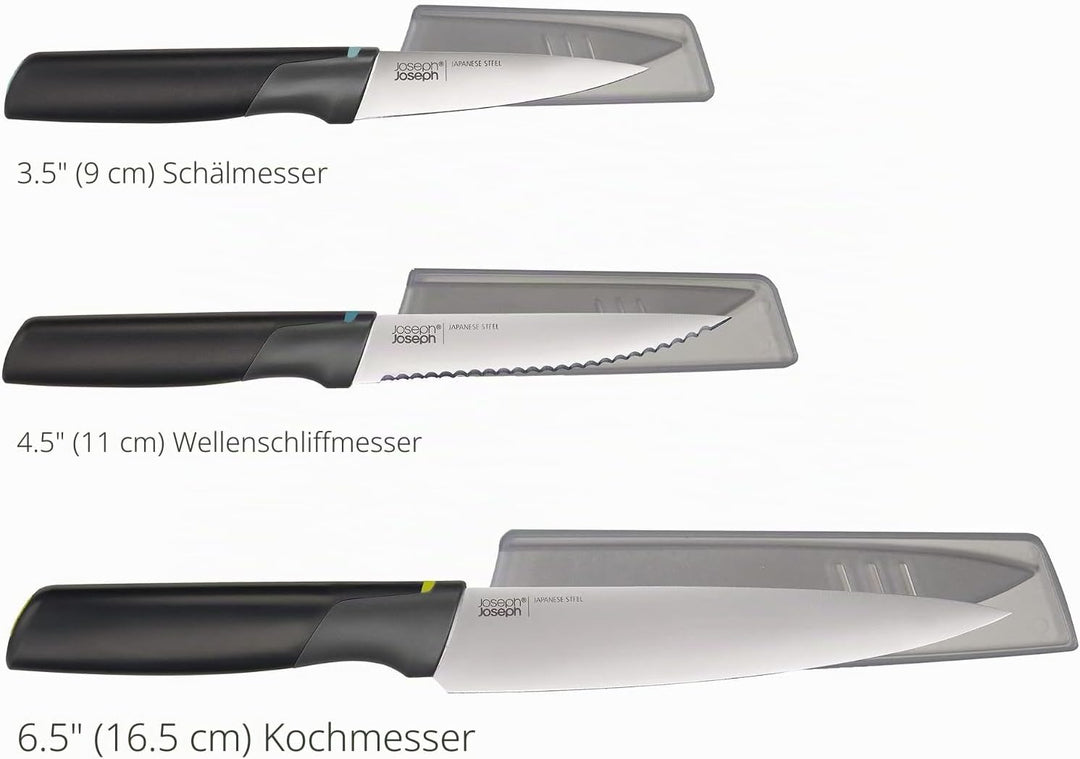 Joseph Joseph Duo 3-tlg. Elevate Messerset, Klingen aus japanischem Edelstahl, bestehend aus Gemüsem