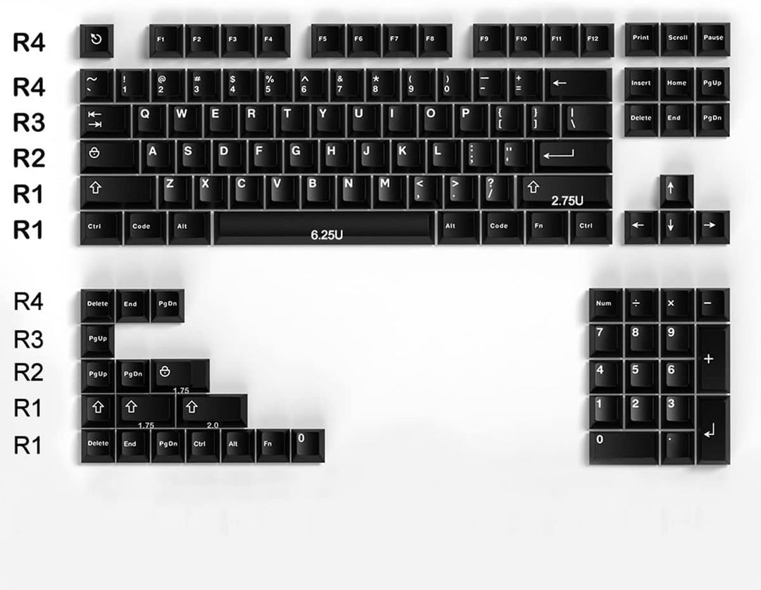 Schwarz WOB Keycaps Doubleshot Cherry Profil 121 Tasten Custom Minimalist Keycaps Set für Cherry MX