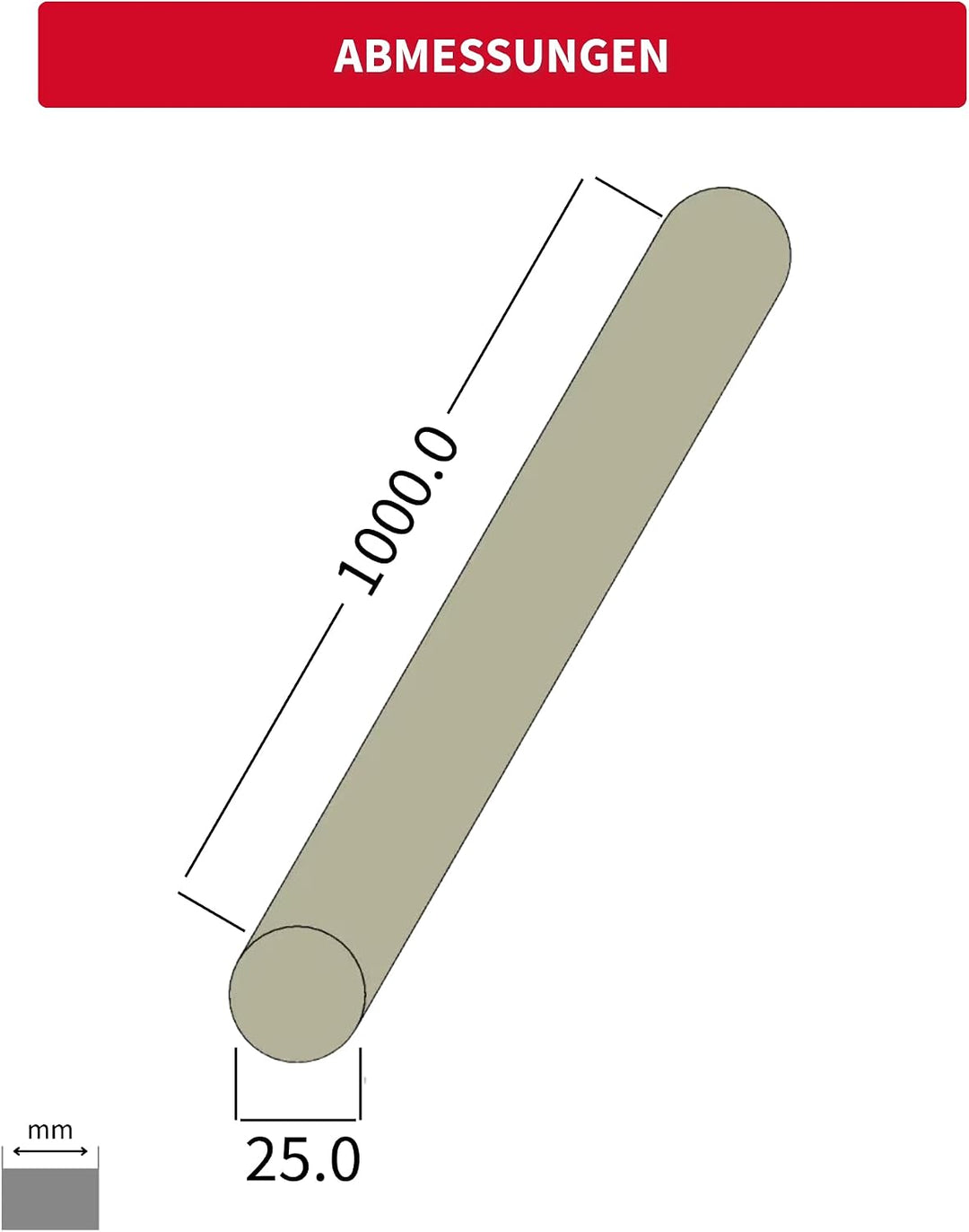 Gedotec Buchen-Rundstab glatt | Rundhölzer | Bastelstäbe 25 x 1000 mm | 5 Stück | Holzstäbe aus Buch