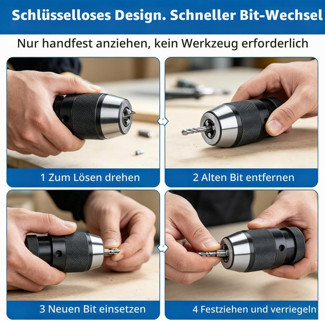 Artillery Schnellspannbohrfutter B16, 1pc 0-13mm 1/2 "stahl Selbstspannendes Keyless B16 Bohrfutter