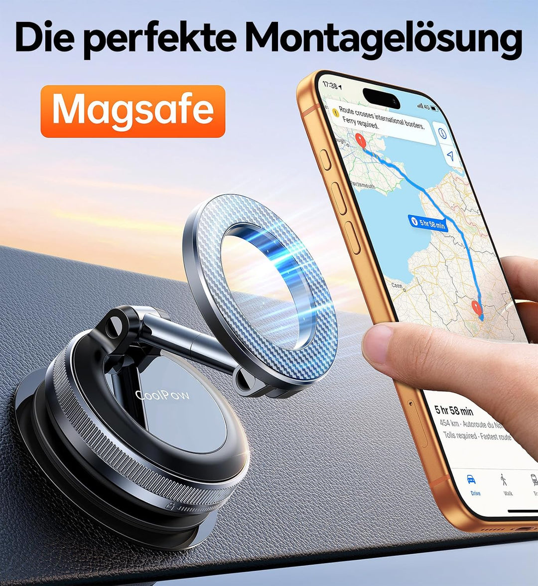 Coolpow Handyhalterung Auto für MagSafe Autohalterung【Stärkste Saugnapf &amp; Ultra-stabil】Handyhalterun