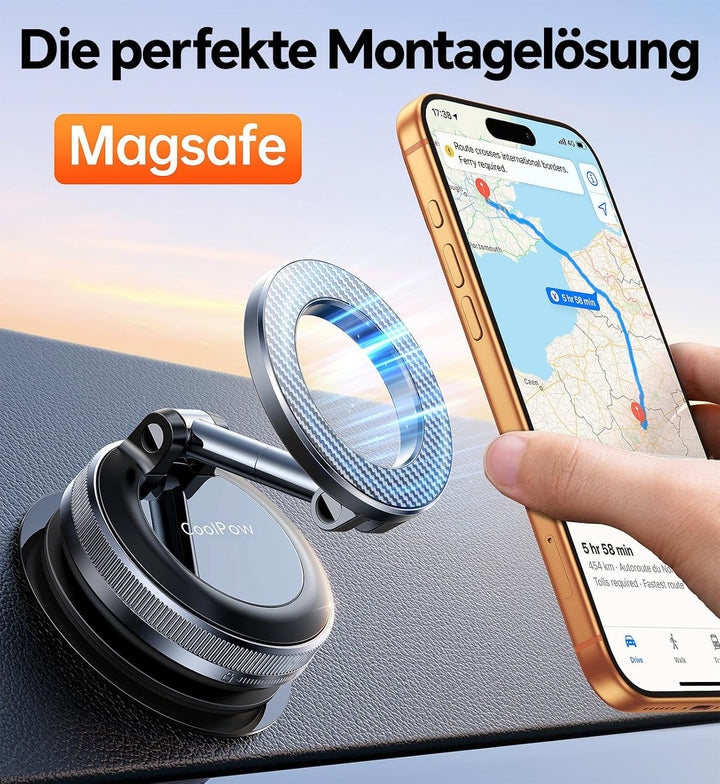 Coolpow Handyhalterung Auto für MagSafe Autohalterung【Stärkste Saugnapf &amp; Ultra-stabil】Handyhalterun