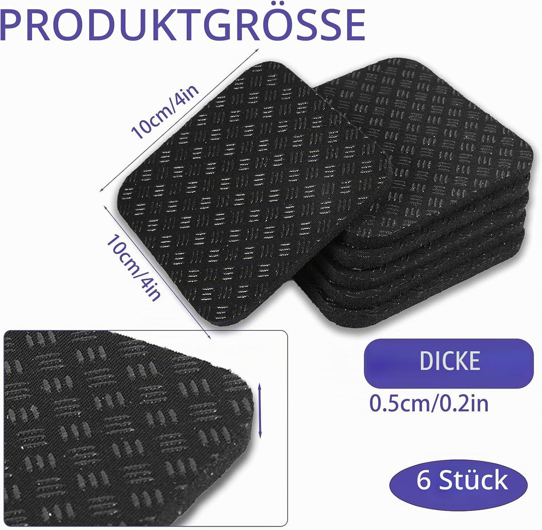 6 Stück Laufbandmatten-Pads, 10x10cm Hochdichte Silikon-Laufbandmatte für Teppichböden Doppelseitige