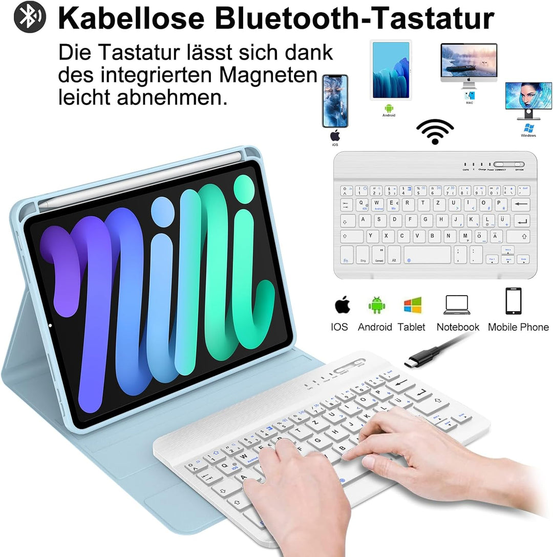 Tastatur für iPad Mini 7 (A17 pro) 2024/ iPad Mini 6 2021, Hülle Tastatur für iPad Mini 7/6 Generazi