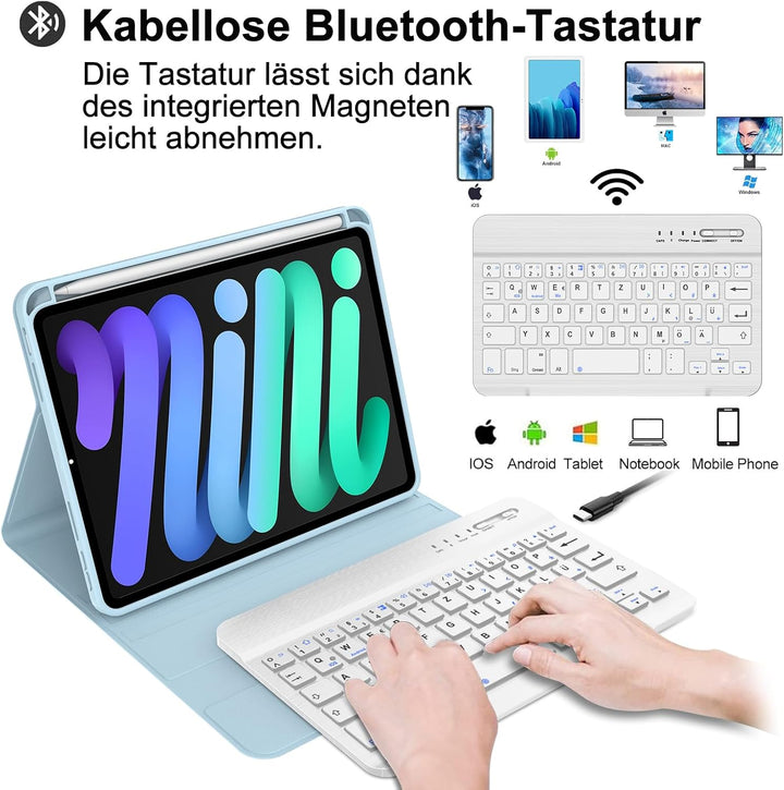 Tastatur für iPad Mini 7 (A17 pro) 2024/ iPad Mini 6 2021, Hülle Tastatur für iPad Mini 7/6 Generazi