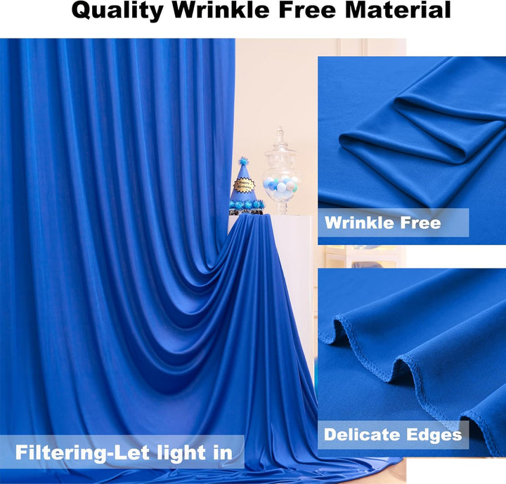 NSSONBEN 3m×3m Falten Freier Royal Blau Hintergrund Vorhang für Geburtstags Hochzeit, 2 Platten 1.5m