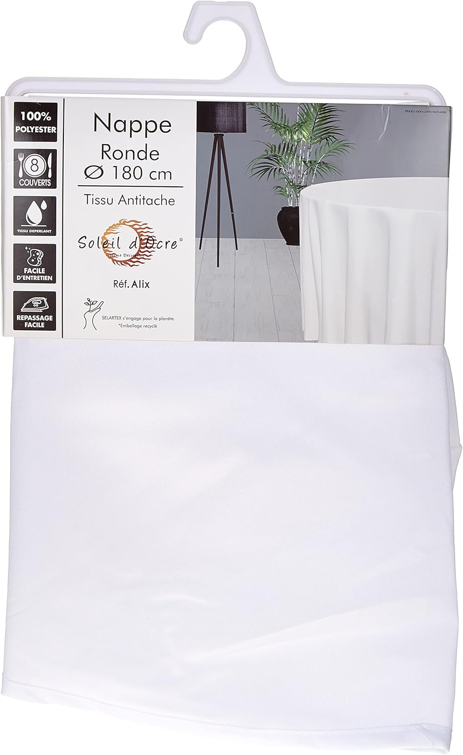 Soleil d'ocre Tischdecke mit Fleckschutz rund 180 cm ALIX weiss, Weiss 180 cm (Rund)