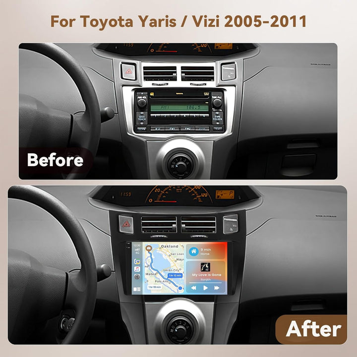 Hikity Android 15 4+64G Autoradio für Toyota Yaris/Vitz 2005-2011 mit 9 Zoll Incell Touchscreen, Aut