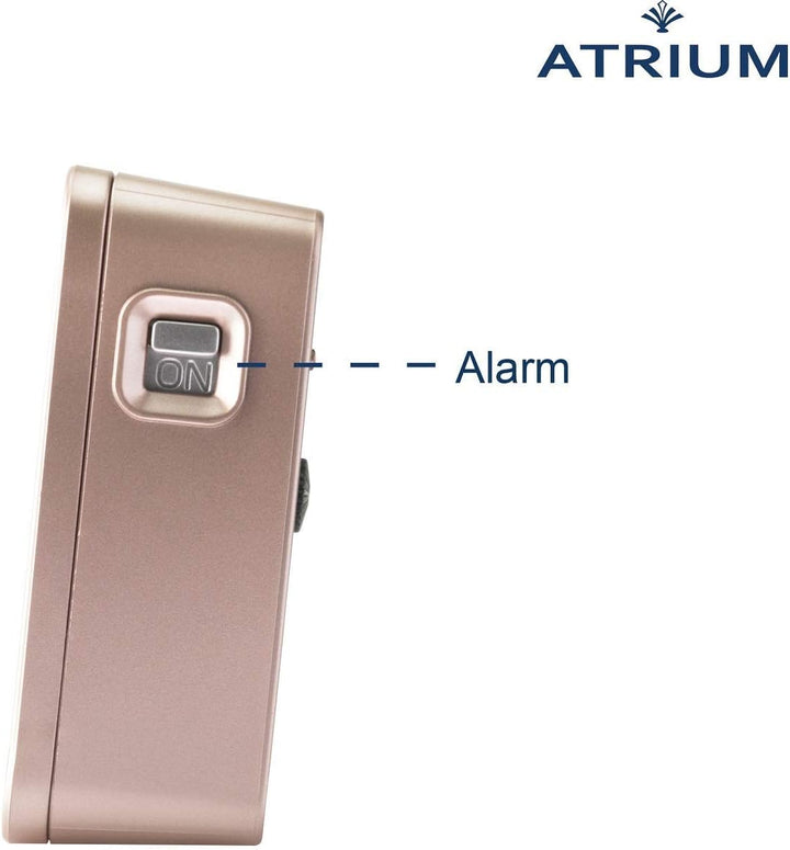 Atrium Funkwecker Analog Quarz ohne Ticken mit Licht und Snooze Leuchtzeiger rosé A660-17