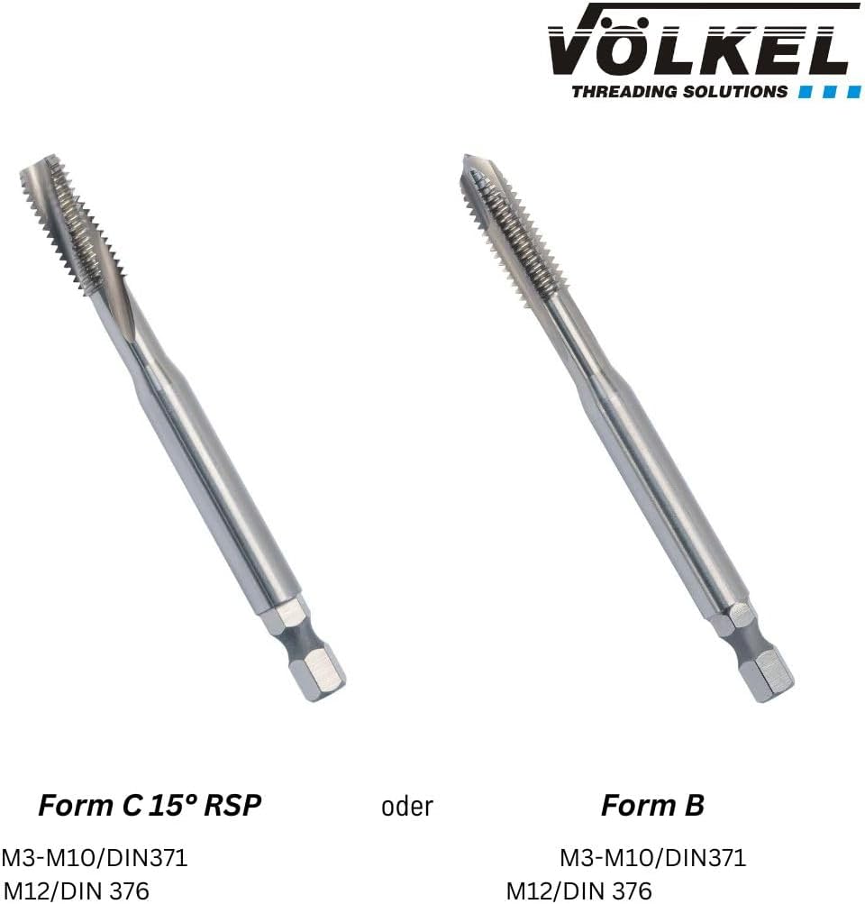 Völkel HexDrive Maschinengewindebohrer (Sechskantaufnahme) 1/4" Bit | HSS-E | M3-M12 | DIN371/376 |