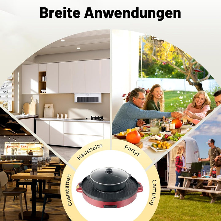 Charocean 2000W Hot Pot Elektrisch Hotpot Topf 220V Elektrogrill 2 in 1 Multifunktion Elektrische Gr