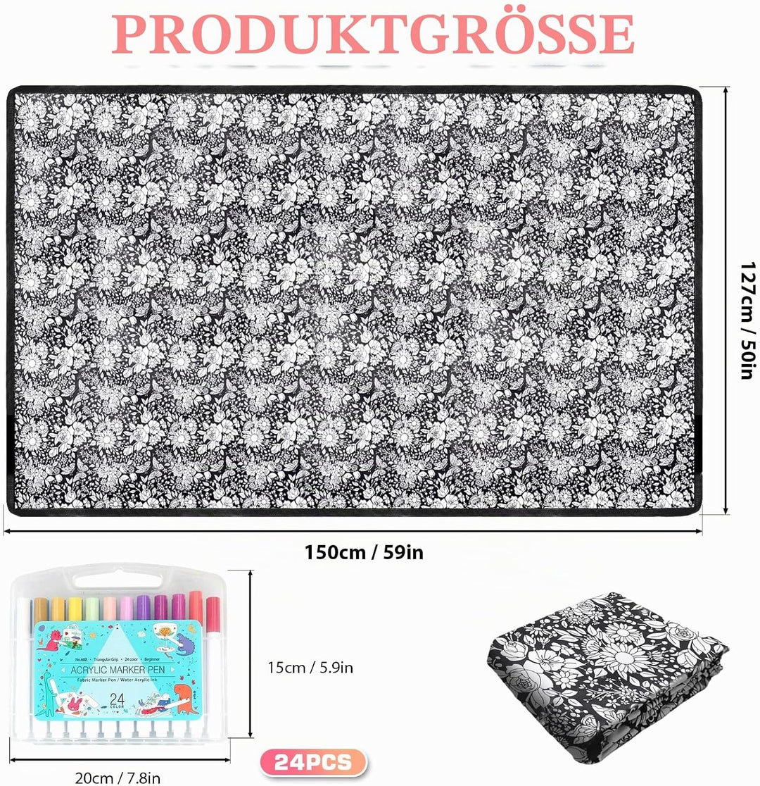 DIY Maldecke 50*60 Inch, Wiederverwendbare Painting Blanket Coloring Blanket mit 24 Farben Pinsel Pe