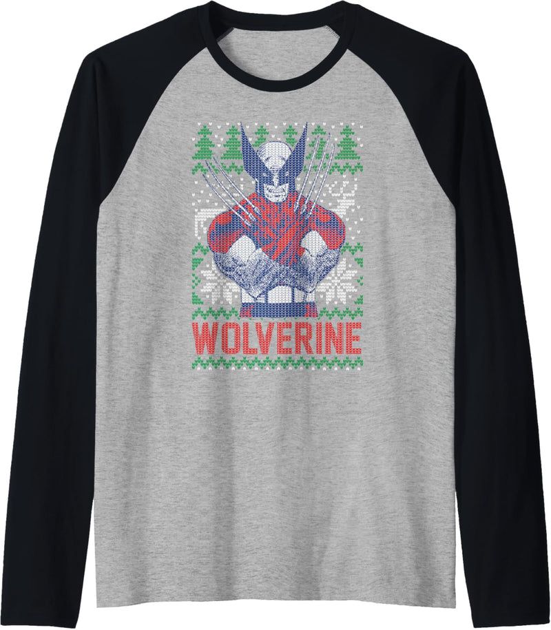 Marvel X-Men Wolverine Weihnachten Tree Ugly Raglan