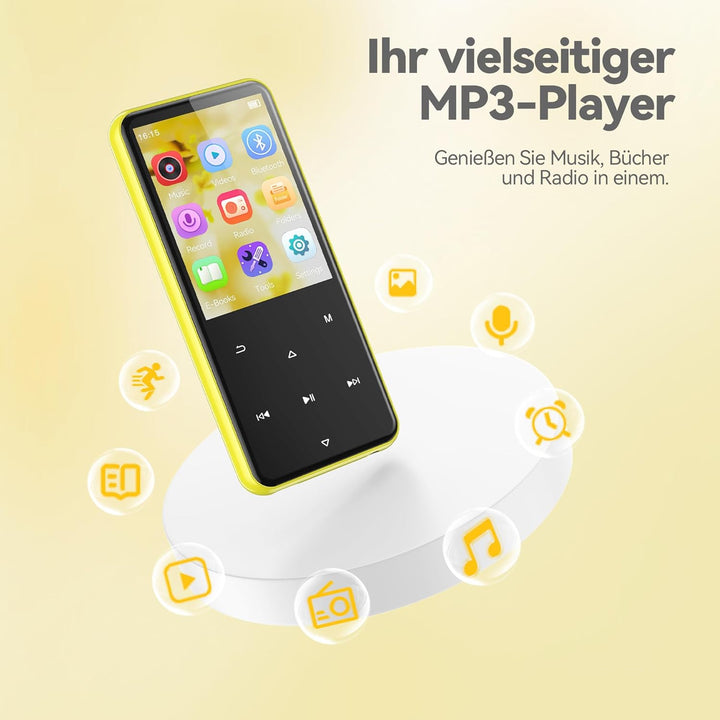 AGPTEK 2,4" MP3 Player &amp; Tasche, 64GB MP3 Player Bluetooth 5.3 HiFi Musik Kinder MP3 Player mit Laut
