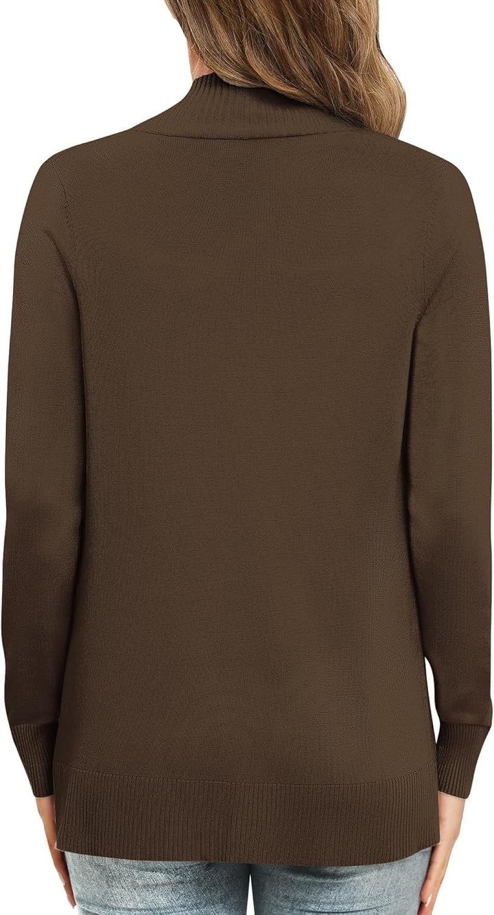 EXCHIC Leicht Damen Lange Ärmel V-Ausschnitt Lange Gestrickt Cardigan Gemütlich Offene Front Strickj