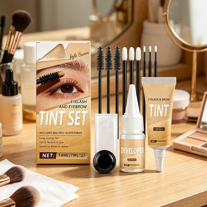 Wimperntönungs-Set Sofort langanhaltendes Volumen | Schwarzes Wimpern- und Augenbrauen-Färbeset Für