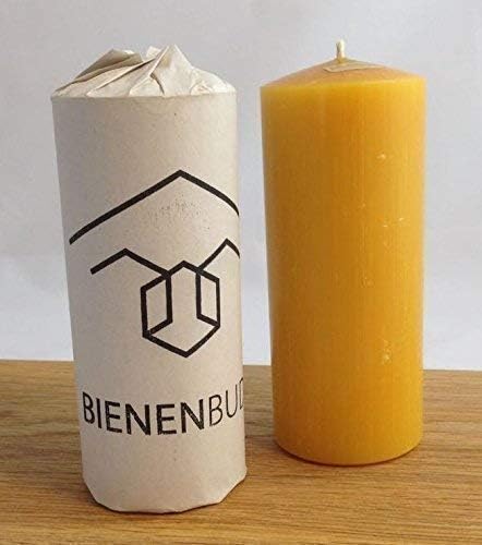BienenBude I Bienenwachskerze I 1 Stück 15 x 6 cm I Handgefertigte Stumpenkerze I Direkt vom Imker