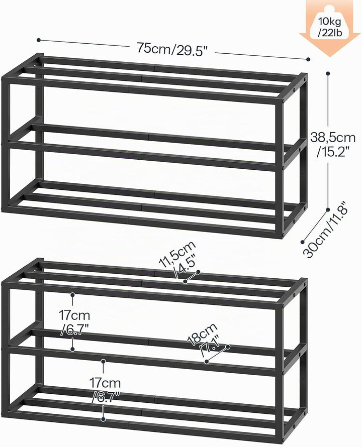 HOOBRO Schuhregal Wandmontage, 2er-Set, Schuhregal Wand, Hängende Schuhablage, Schuhorganizer aus Me