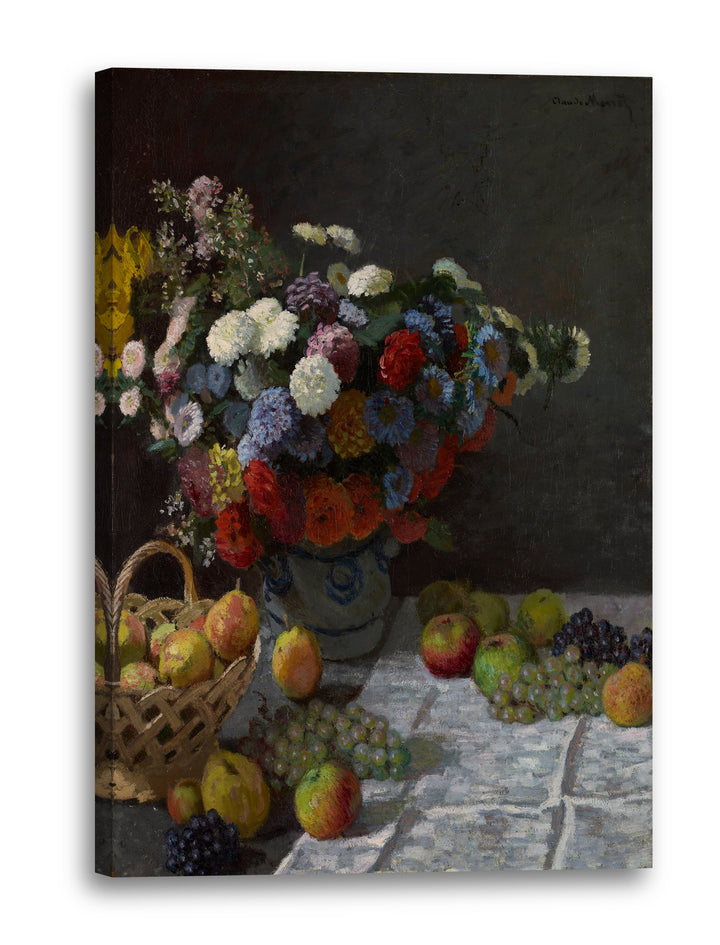 Printed Paintings Leinwand (60x80cm): Claude Monet - Stillleben mit Blumen und Früchten (1869) 60x80