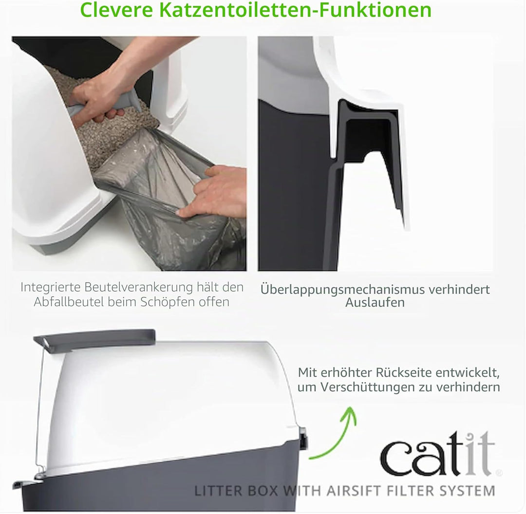 Catit Jumbo Katzentoilette mit Abdeckung, Weiss/Grau Weiss/Grau 1 Stück (1er Pack), Weiss/Grau 1 Stü
