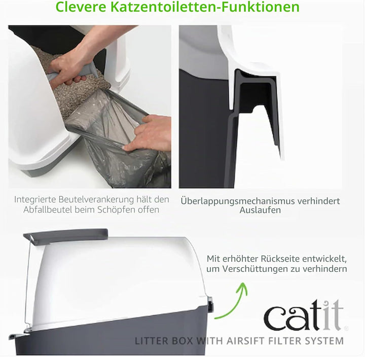 Catit Jumbo Katzentoilette mit Abdeckung, Weiss/Grau Weiss/Grau 1 Stück (1er Pack), Weiss/Grau 1 Stü