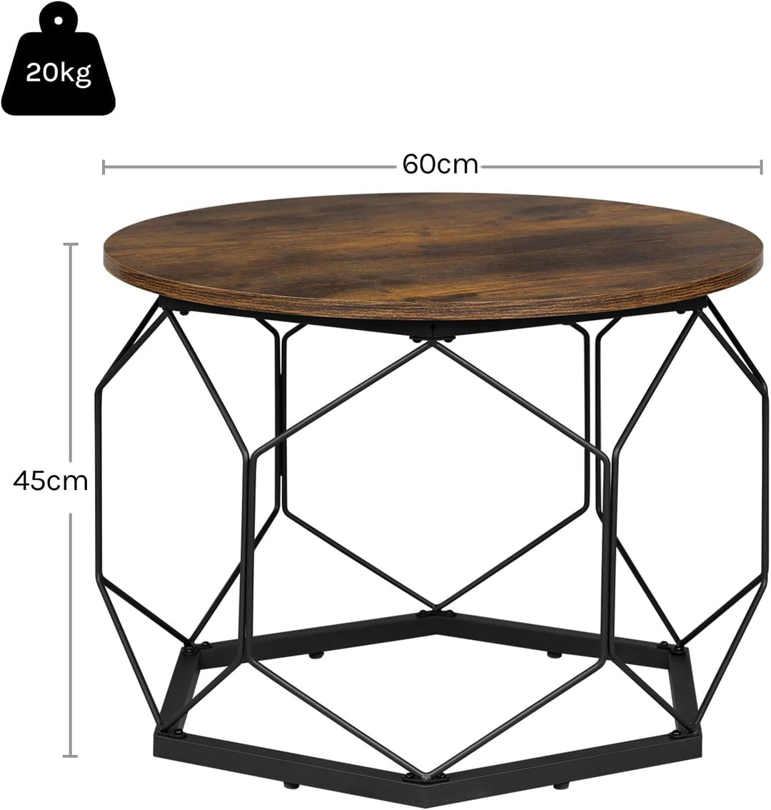 WOLTU Couchtisch rund, Wohnzimmertisch mit Stauraum, Beistelltisch Sofatisch Kaffeetisch, aus Metall