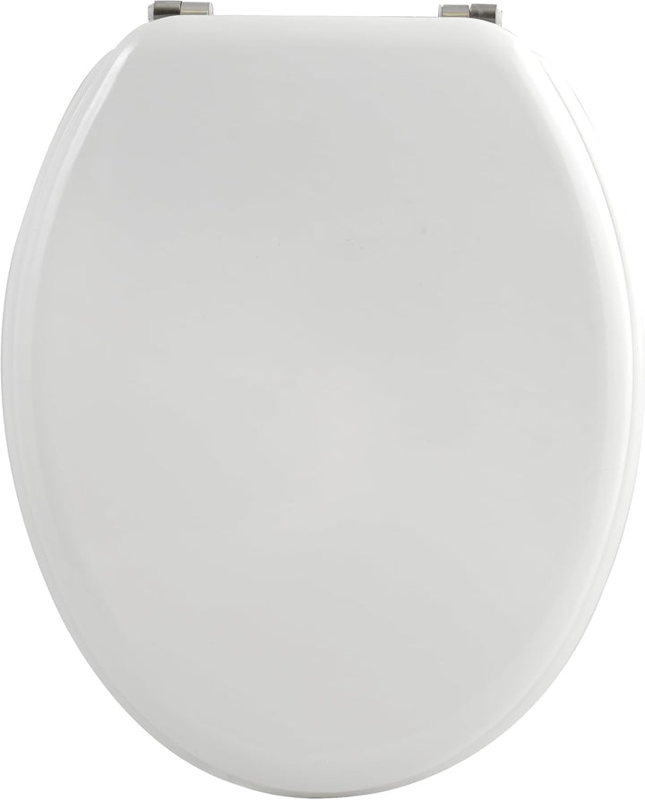 MSV WC Sitz Toilettendeckel MDF Holzkern "Uni weiss" Scharniere aus Edelstahl - hochwertige und stab