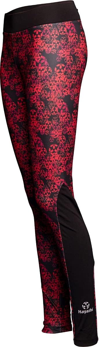 Hayashi Leggings, Kompressionshose „Flowers“ XS Schwarz - Rot, XS Schwarz - Rot