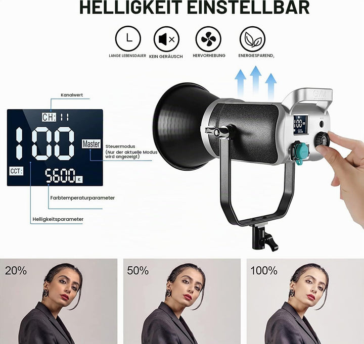 GVM 300W LED Videoleuchte mit Softbox, CRI97 dimmbare 2700K-7500K LED Studiolicht, LED Fotografie Da