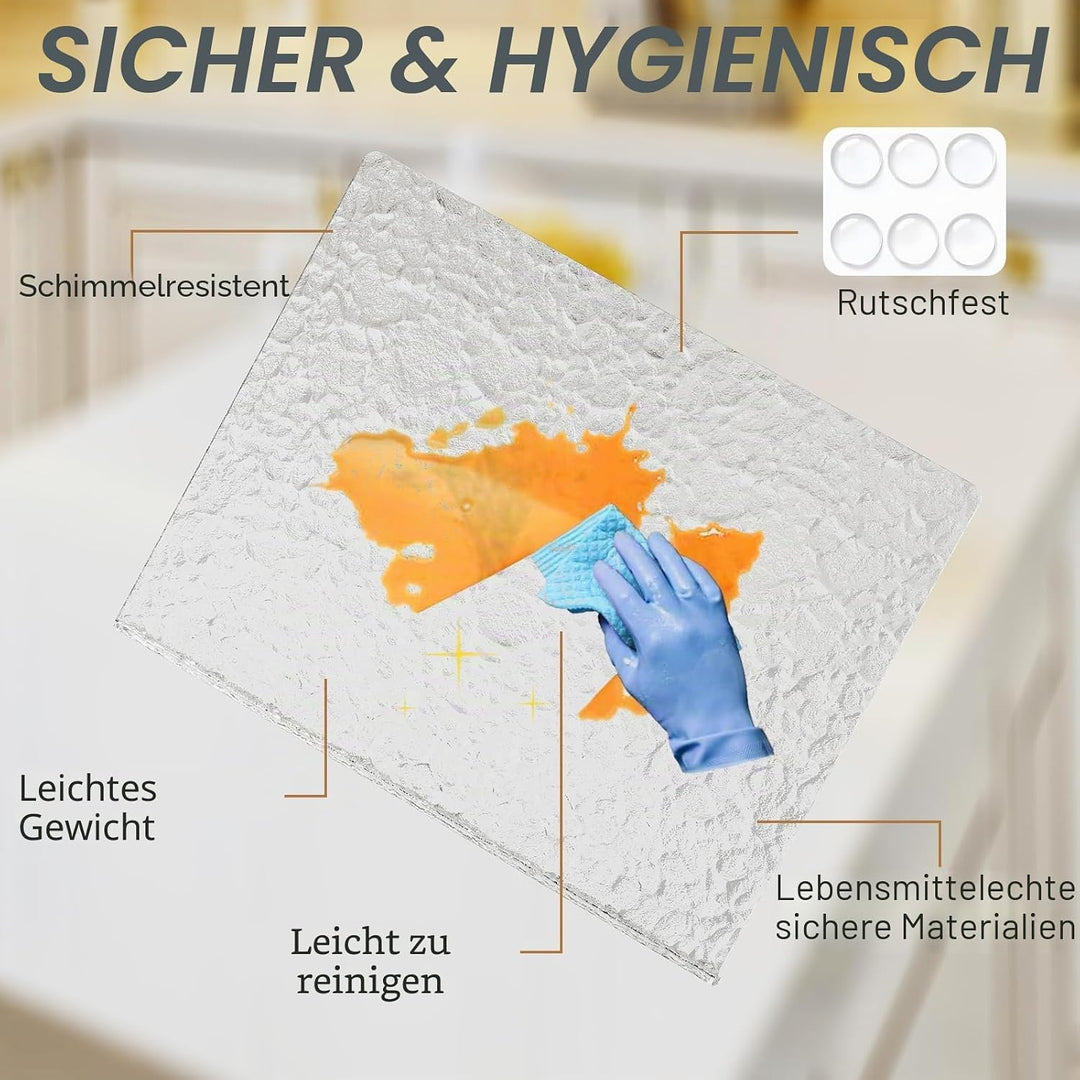 JJL Acryl Schneidebrett mit Thekenlippe 51 x 40 cm - BPA-frei, rutschfest, Wellenmuster - Multifunkt