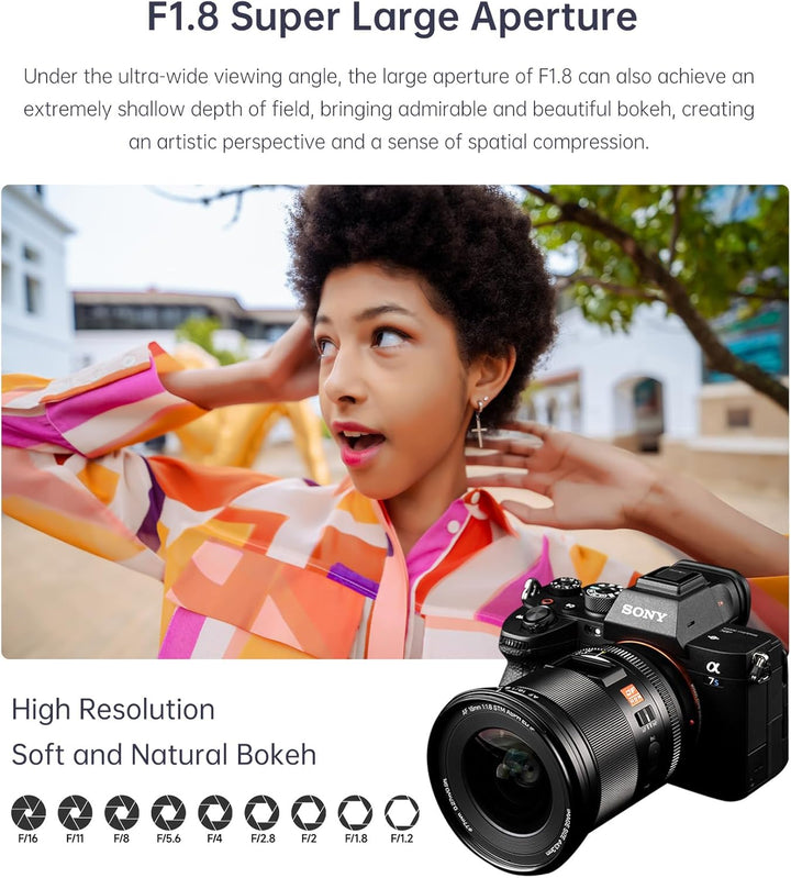 VILTROX AF 16mm F1.8 FE Objektiv für Sony E Mount, grosse Blende F/1.8 Vollformat-Weitwinkelobjektiv