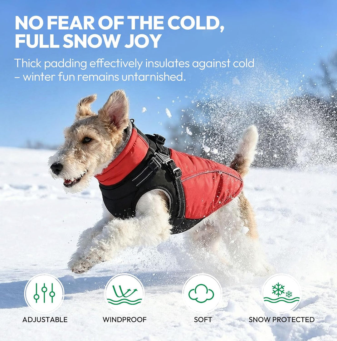 Wintermantel Hund Fleece Hundejacke Hundemantel mit Geschirr Reflektierende Mantel für Hunde Winterw