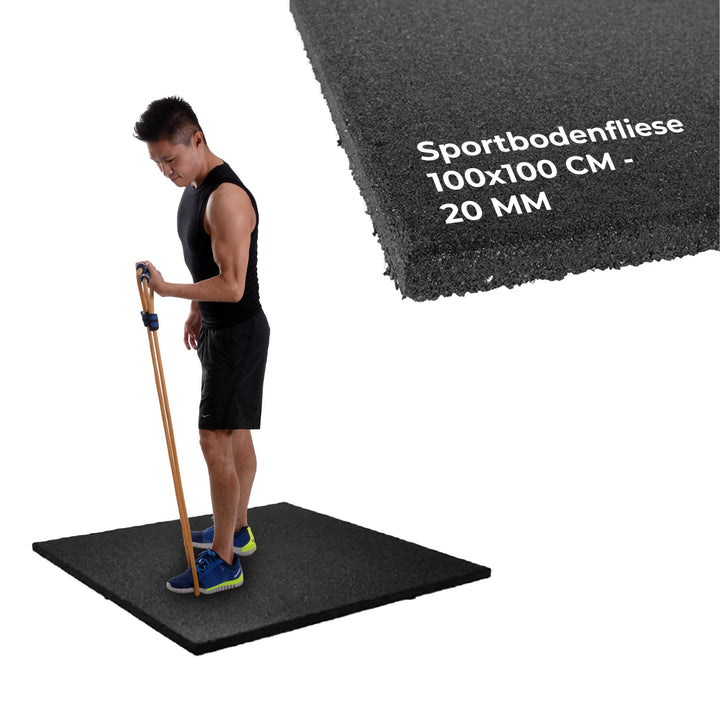 Vivol Fitness Bodenschutzmatte 100x100 cm Schwarz - Feinkörnig - 3 verschiedene Dicken 20mm