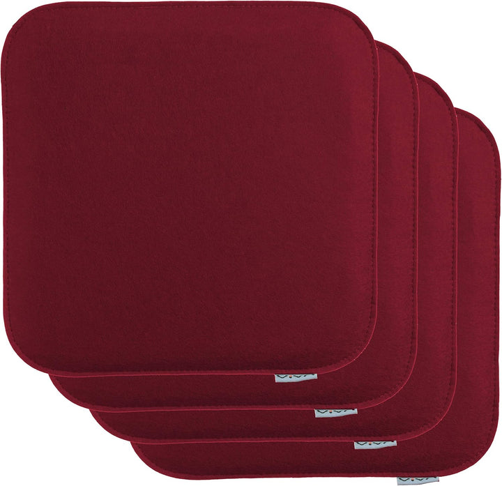 Sitzkissen Filz Eckig 4er Set 35x35x2 cm Stuhlkissen Sitzpolster Auflagen Bordeaux, 4 St&#xFC;ck (1e