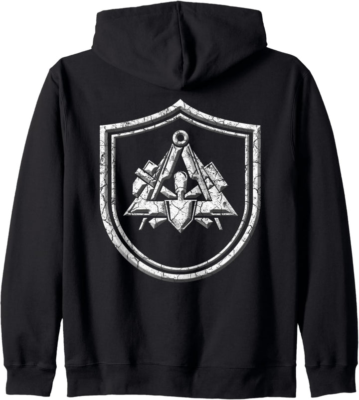 Maurer traditionelles Zunftzeichen Wappen im Stein-look Kapuzenjacke