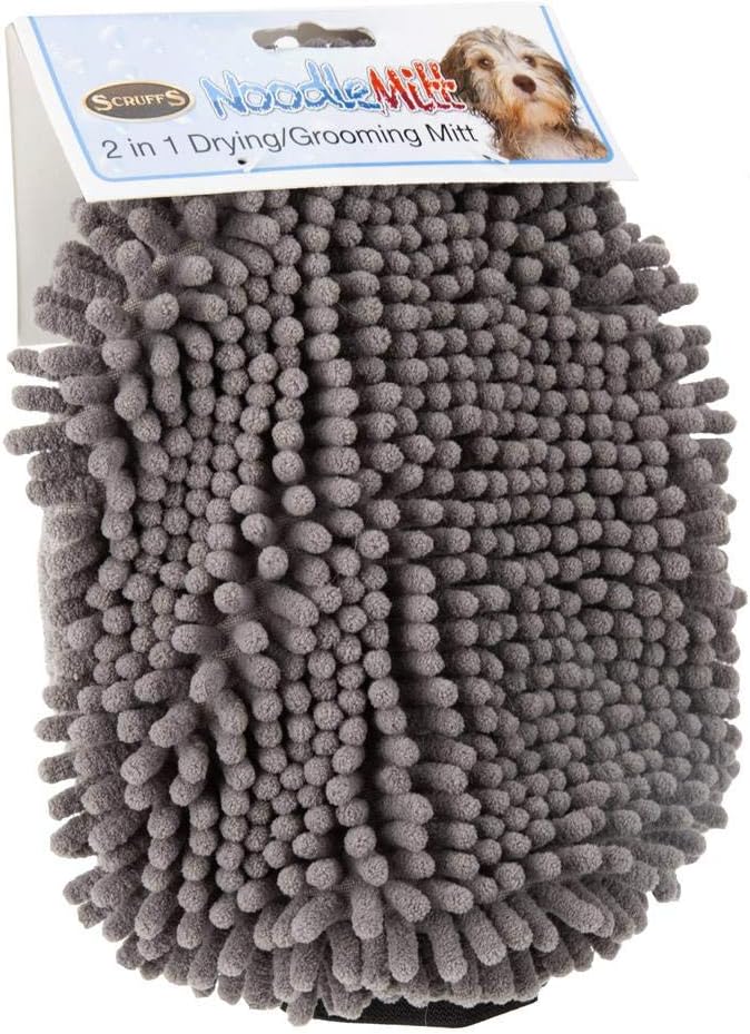 Scruffs Noodle Dry Mit/2 in 1 Trocken-/Fellpflege-Handschuh, 25 x 25 cm, grau grau Handschuh, grau H