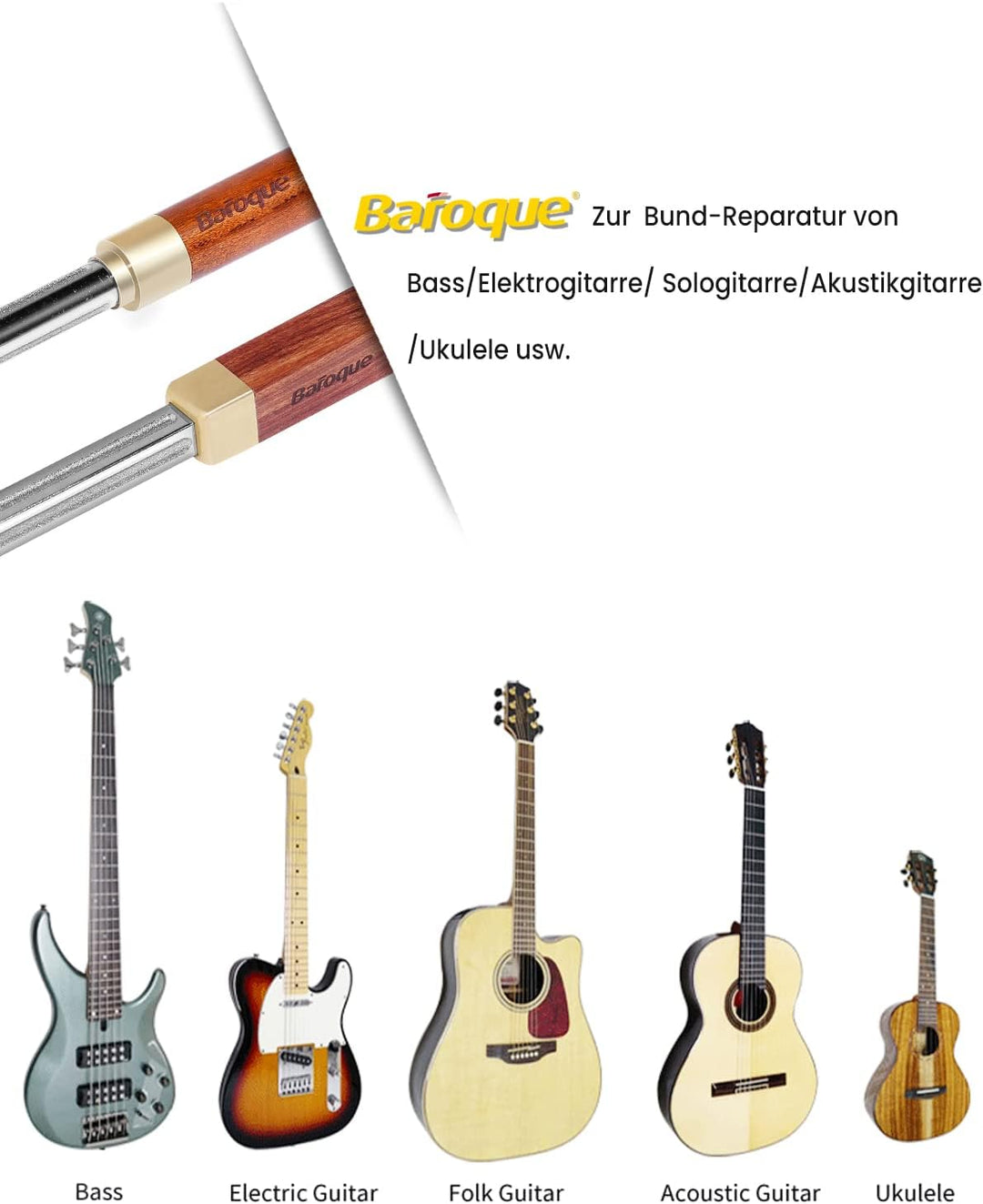 Baroque Bund Feile Gitarre, Bundfeile für Gitarre Diamant, Gitarren Fret File, 4. Generation Feile z